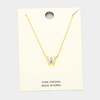 'W' Cubic Zirconia Monogram Pendant Necklace
