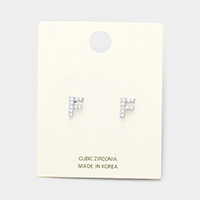 'F' Cubic Zirconia Monogram Stud Earrings