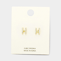'H' Cubic Zirconia Monogram Stud Earrings
