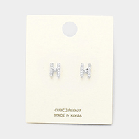 'H' Cubic Zirconia Monogram Stud Earrings