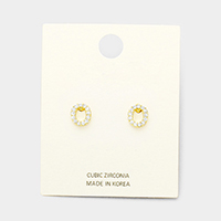 'O' Cubic Zirconia Monogram Stud Earrings
