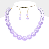 Lucite Ball Collar Bib Necklace