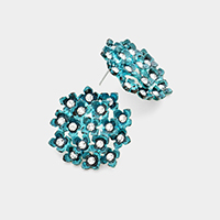 Crystal Embellished Metal Quatrefoil Cluster Earring