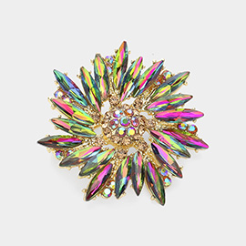 Oblique Crystal Oval Flower Pin Brooch