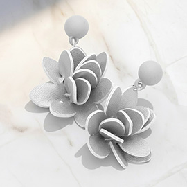 Faux Leather Flower Drop Dangle Earrings