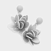 Leather Flower Dangle Earrings