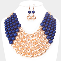 Chunky Multi Strand Pearl Bib Necklace