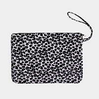 Leopard Print Large Pouch Clutch Bag