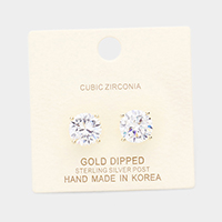 Gold Dipped 10mm Cubic Zirconia Round Stud Earrings
