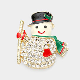 Crystal Snowman Pin Brooch / Pendant