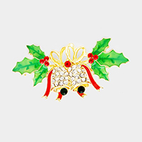Crystal Christmas Jingle Bell Pin Brooch