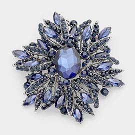 Glass Crystal Flower Brooch / Pendant