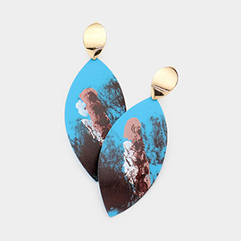 Painted Splash Metal Oval Dangle Earrings