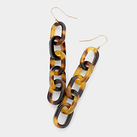 Tortoise Celluloid Acetate Oval Link Earrings
