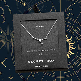 Secret Box _ Sterling Silver Dipped CZ Cancer Zodiac Sign Pendant Necklace