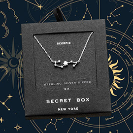 Secret Box _ Sterling Silver Dipped CZ Scorpio Zodiac Sign Pendant Necklace