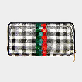 Bling Color Block Zipper Wallet