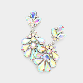 Crystal Teardrop Cluster Evening Earrings