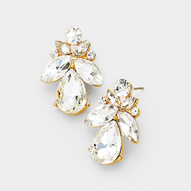 Marquise Floral Crystal Evening Earrings