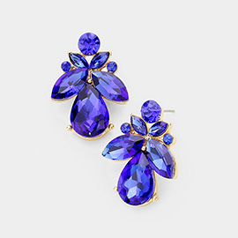 Marquise Floral Crystal Evening Earrings