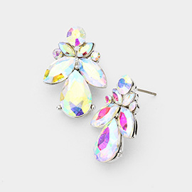 Marquise Floral Crystal Evening Earrings