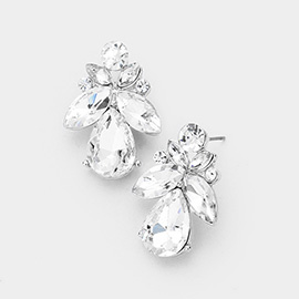 Marquise Floral Crystal Evening Earrings