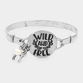 Wild and Free Message Deer Charm Hook Bracelet