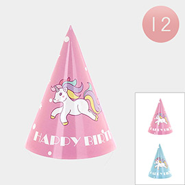 12 SET OF 4 - Unicorn Printed Party Hats