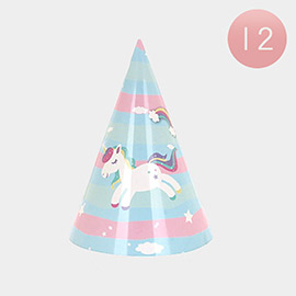 12 SET OF 4 - Unicorn Printed Party Hats