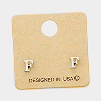 'F' Metal Monogram Stud Earrings