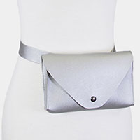 Faux Leather Solid Envelope Fanny Pack