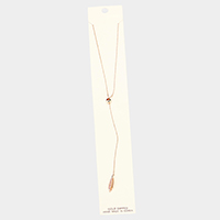 Gold Dipped Drop Metal Feather Pendant Y Necklace