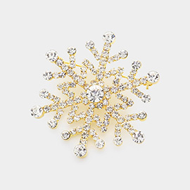 Crystal Pave Snowflake Pin Brooch