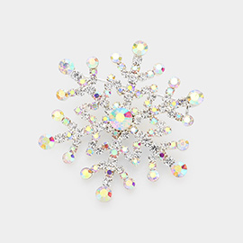 Crystal Pave Snowflake Pin Brooch