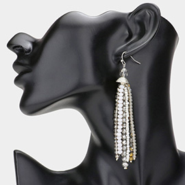 Faceted Bead Tassel Dangle Earrings