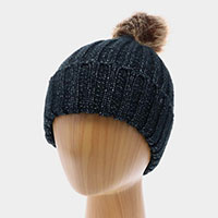 Soft Knit Faux Pom Pom Beanie Hat