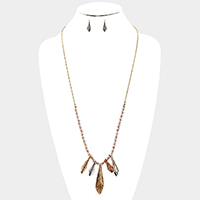 Metal Ball Abstract Bar Fringe Long Necklace