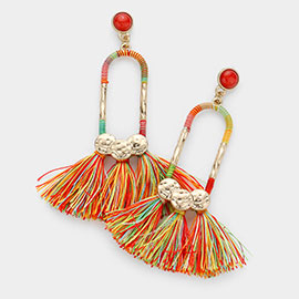 Triple Tassel Metal Drop Earrings