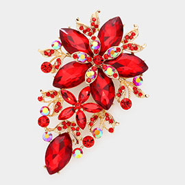 Glass Crystal Flower Cluster Bouquet Pin Brooch