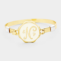 'N' Acrylic Monogram Metal Disc Hook Bracelet