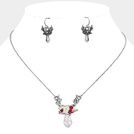 Watercolor Enamel Deer Jewelry Charm Pendant Necklace
