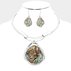 Abalone Abstract Pendant Necklace
