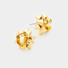 Christmas Gift Bow Metal Stud Earrings