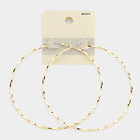14K Gold Filled Twisted Metal Hoop Pin Catch Earrings
