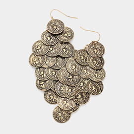 Metal Coin Vine Dangle Earrings