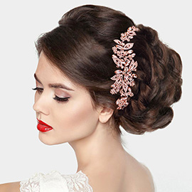 Crystal Leaf Cluster Bun Wrap Headpiece