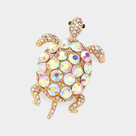 Crystal Pave Turtle Pin Brooch