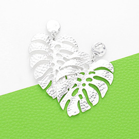 Metal Tropical Leaf Dangle Earrings