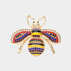 Rhinestone Embellished Honey Bee Pin Brooch