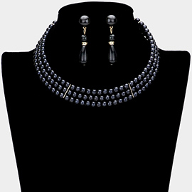 3Row Pearl Choker Necklace